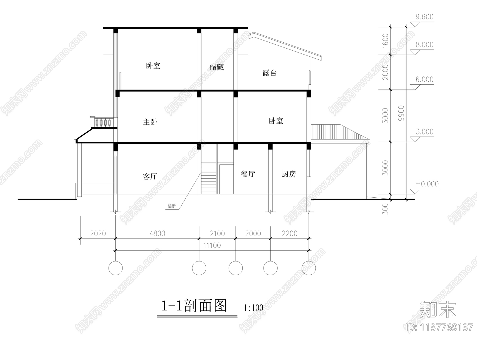 270平三层自建小别墅建筑cad施工图下载【ID:1137769137】