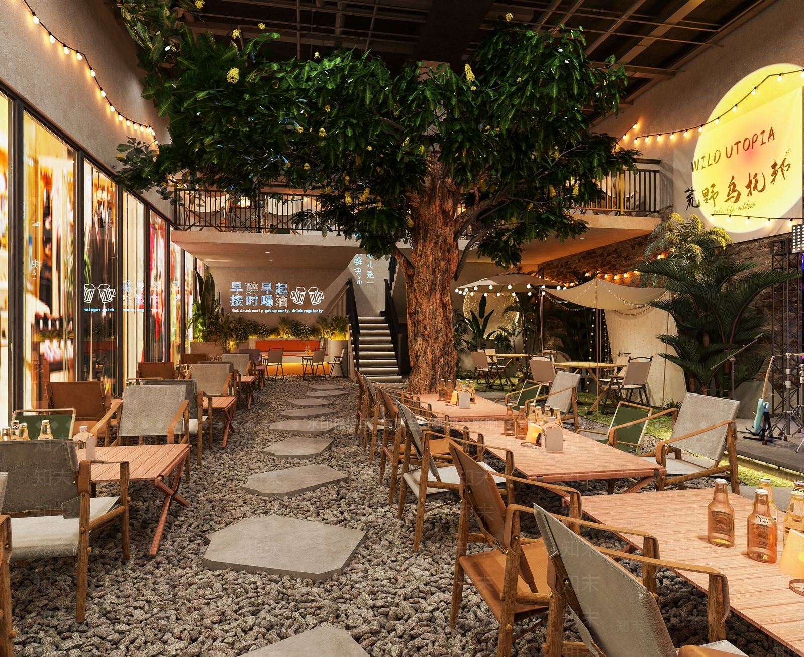 工业风露营音乐餐厅3D模型下载【ID:1137769554】