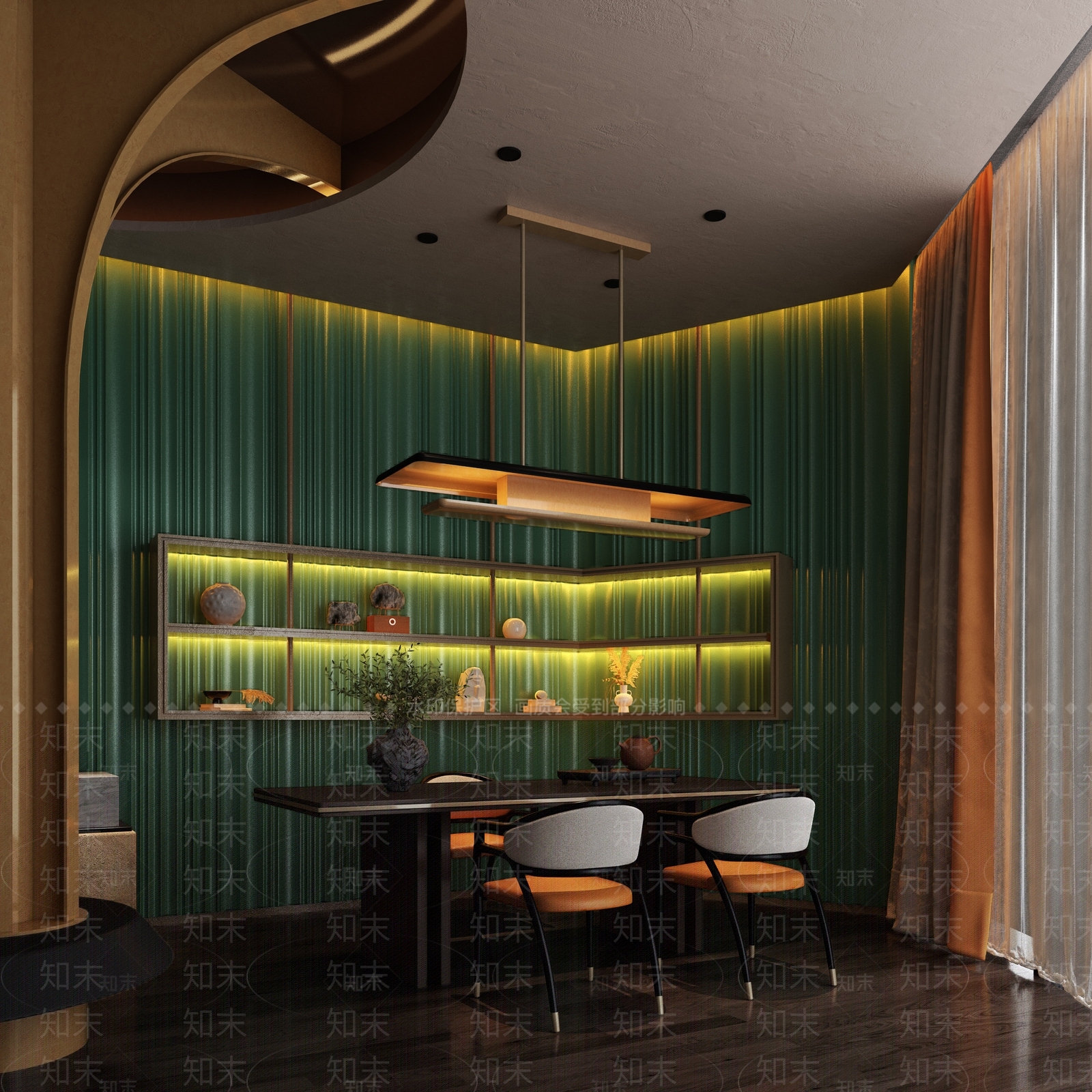 新中式茶餐厅3D模型下载【ID:1137772982】