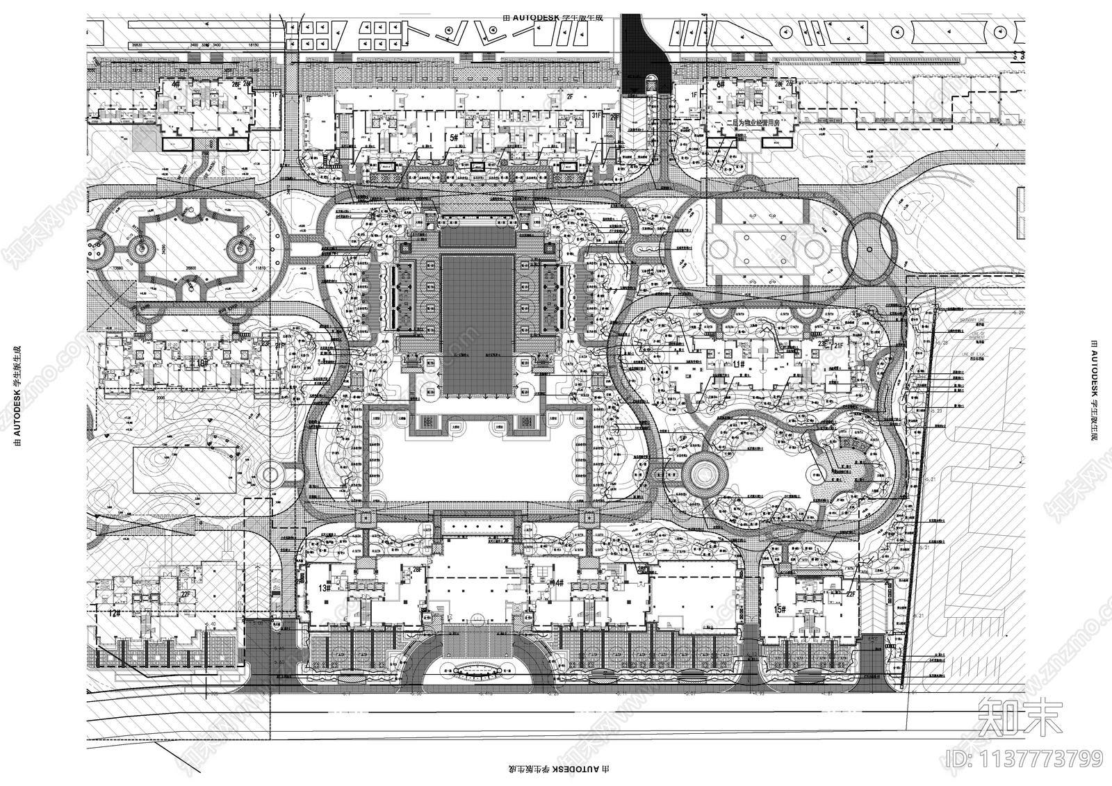 杭州玉园二期植物景观平面图cad施工图下载【ID:1137773799】