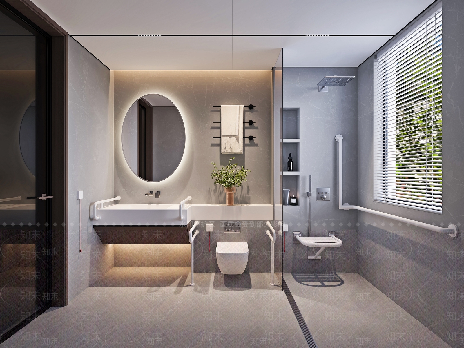 现代无障碍卫生间3D模型下载【ID:1137777303】