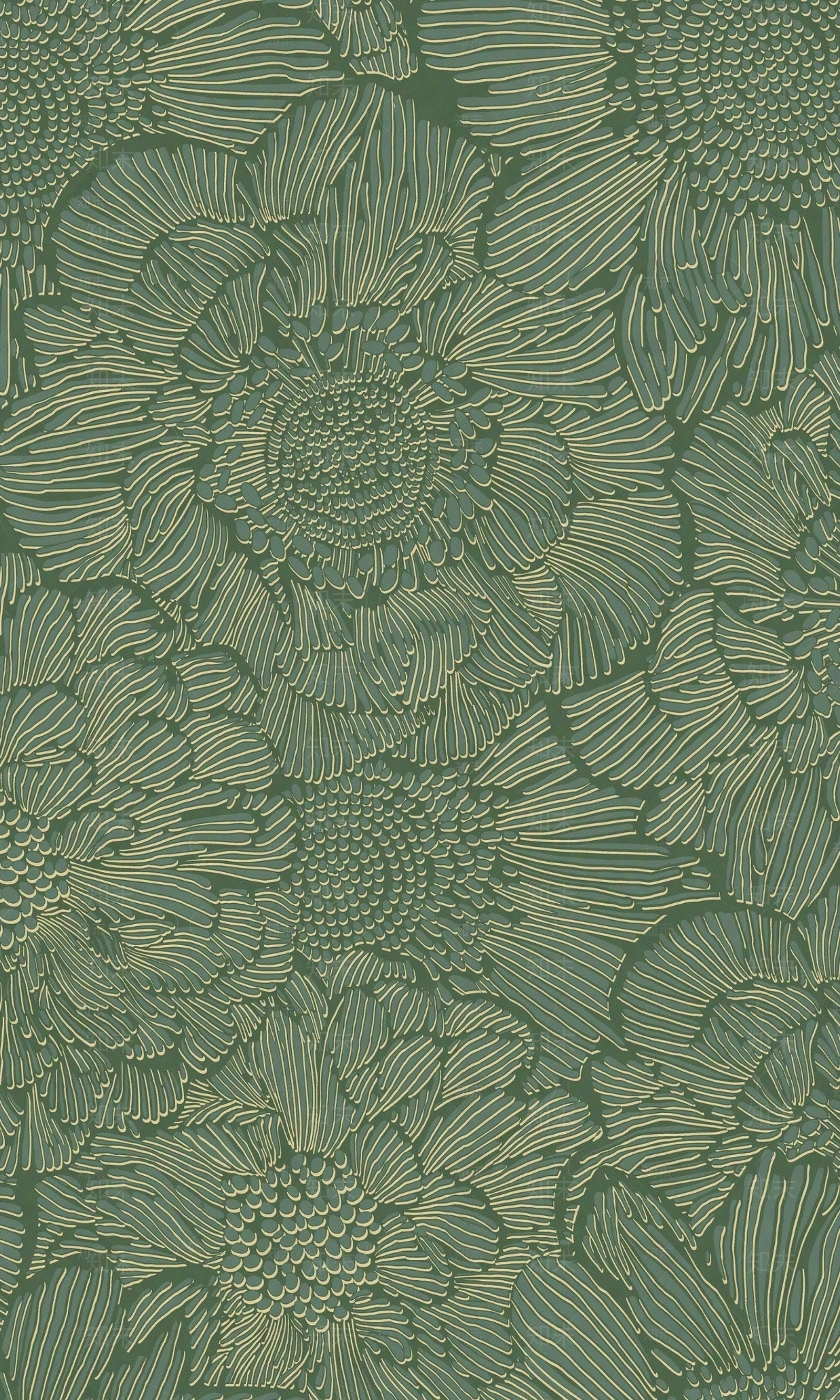 绿色时尚速写花卉壁纸贴图下载【ID:1137777179】