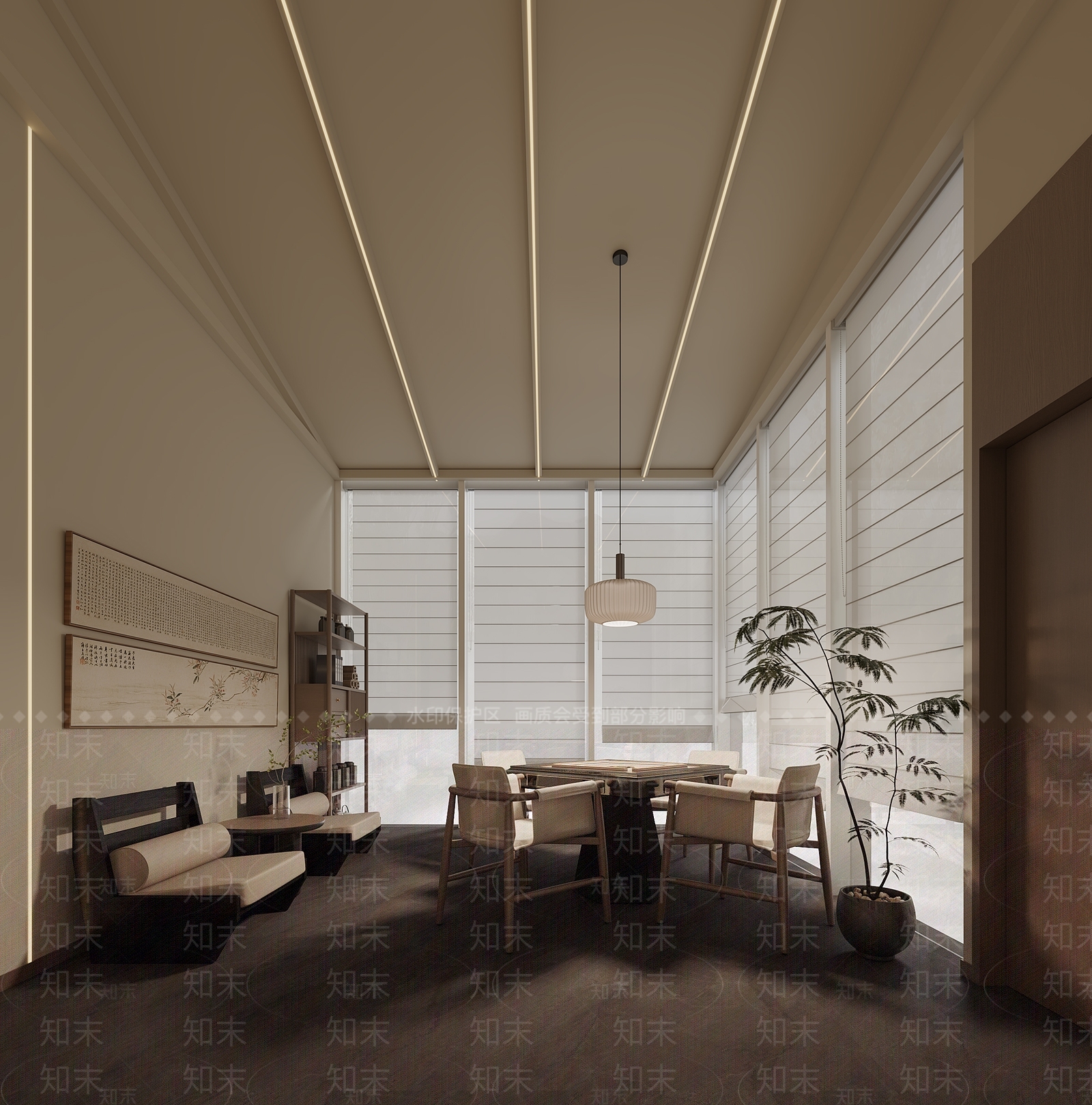 新中式棋牌室SU模型下载【ID:1137778592】