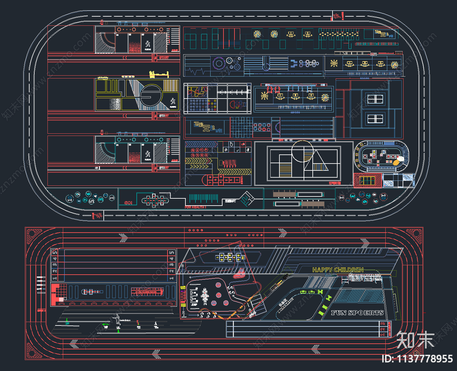 超全儿童活动场地平面图cad施工图下载【ID:1137778955】