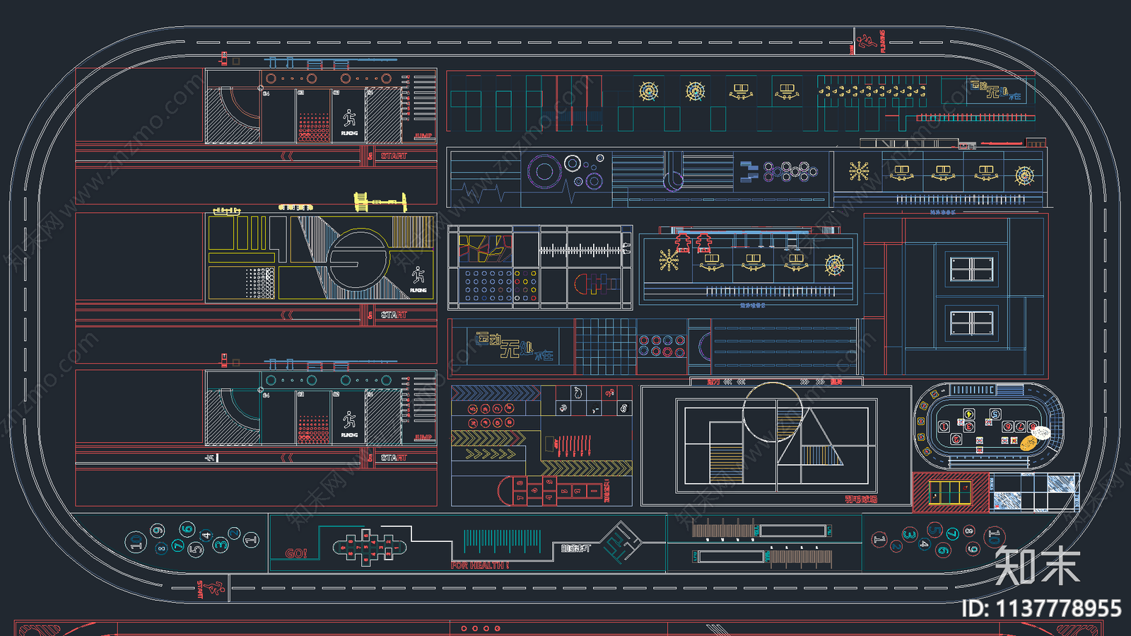 超全儿童活动场地平面图cad施工图下载【ID:1137778955】