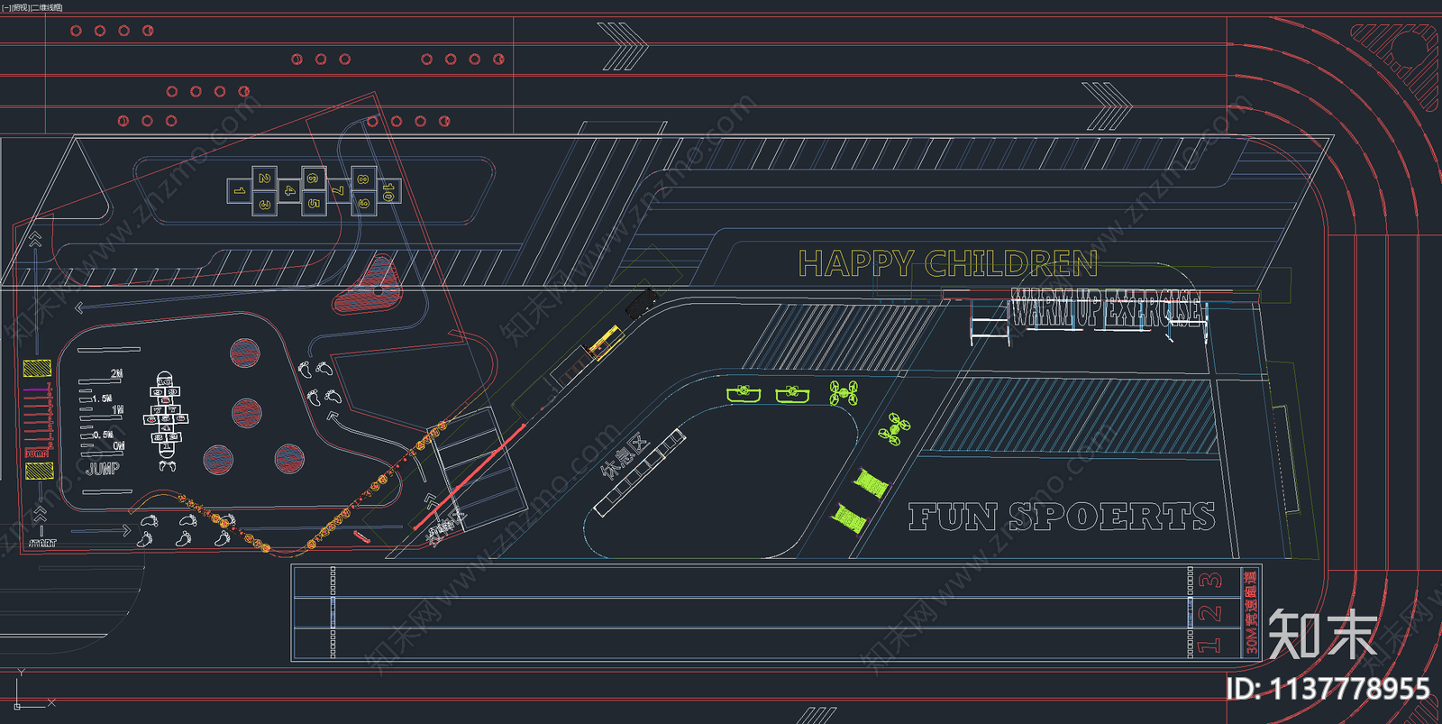 超全儿童活动场地平面图cad施工图下载【ID:1137778955】