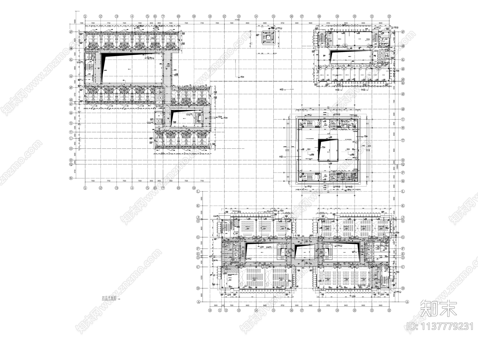 职业学校教研行政综合食堂宿舍建筑施工图下载【ID:1137779231】