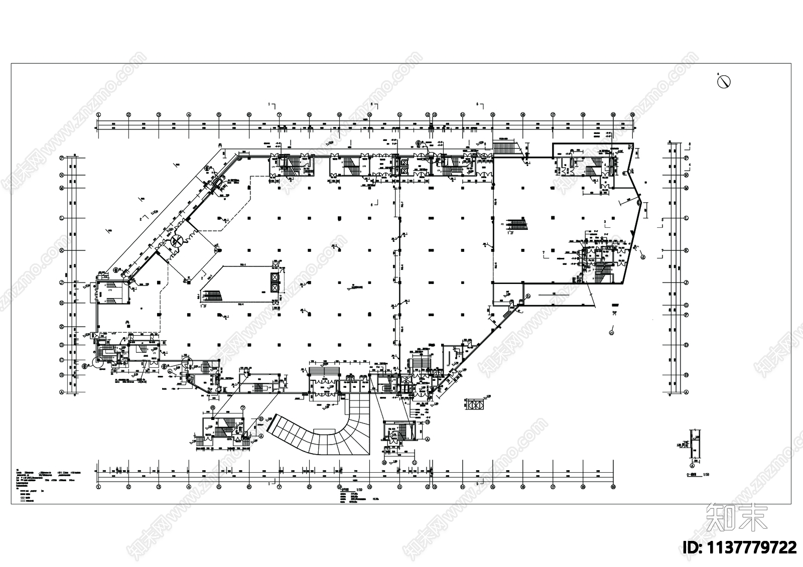 现代商业综合体建筑cad施工图下载【ID:1137779722】