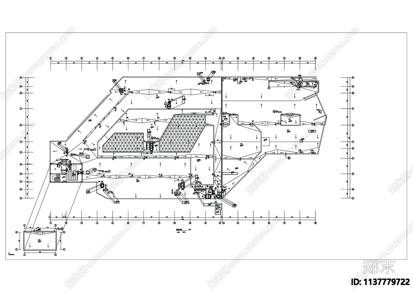 现代商业综合体建筑cad施工图下载【ID:1137779722】