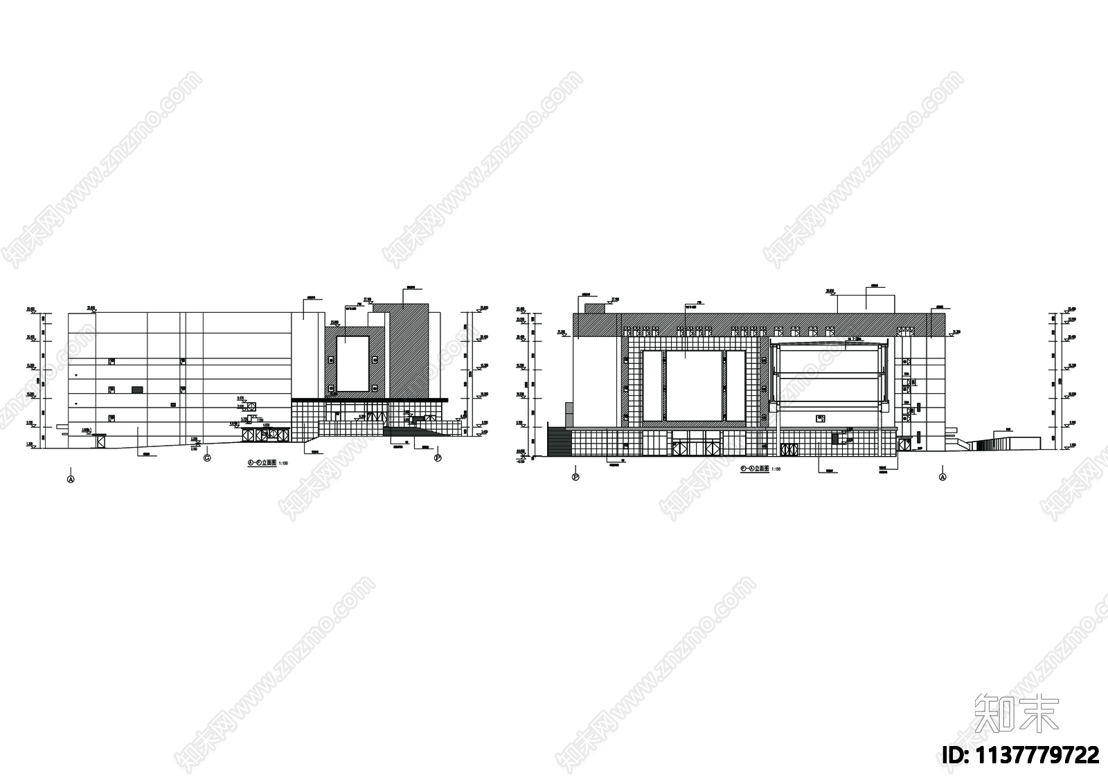 现代商业综合体建筑cad施工图下载【ID:1137779722】