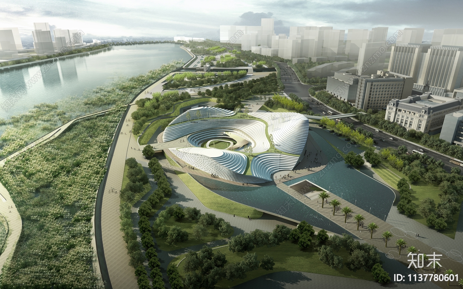 现代滨江公园景观效果图施工图下载【ID:1137780601】