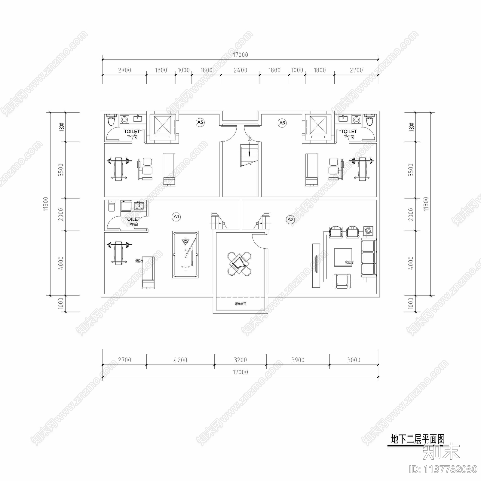 洋房叠拼户型平面图施工图下载【ID:1137782030】