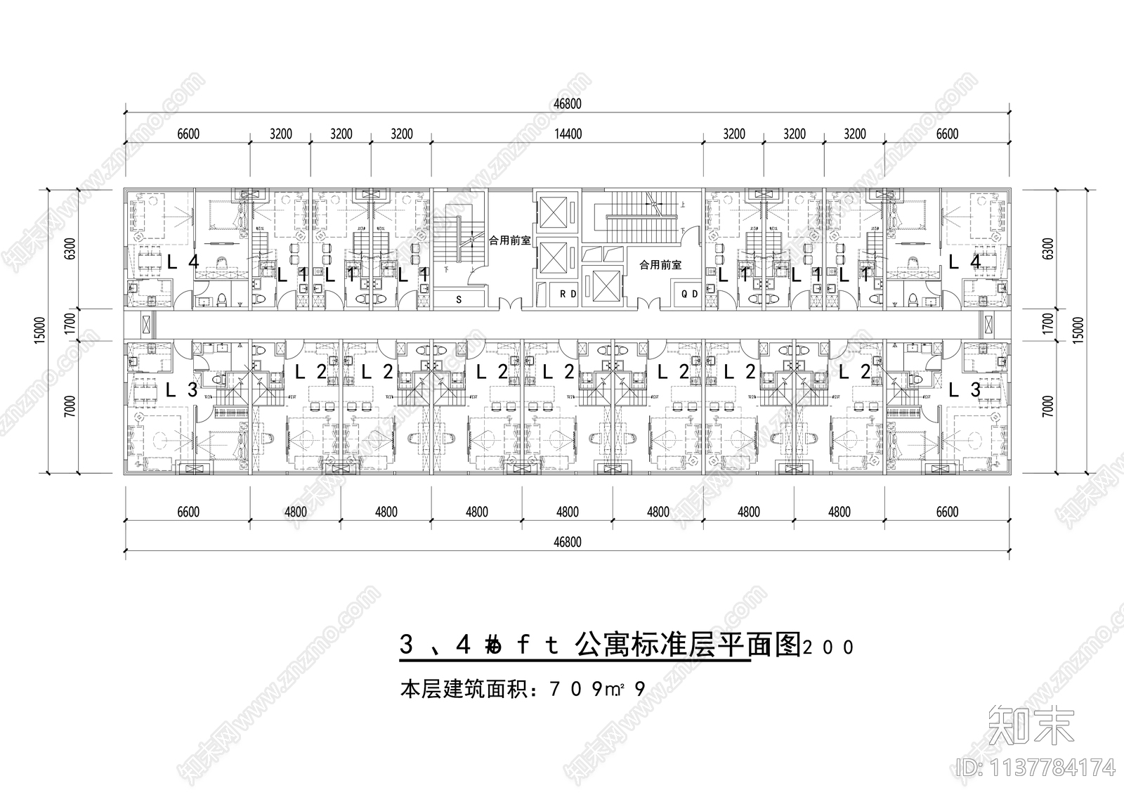 宿舍酒店公寓LOFT户型cad施工图下载【ID:1137784174】