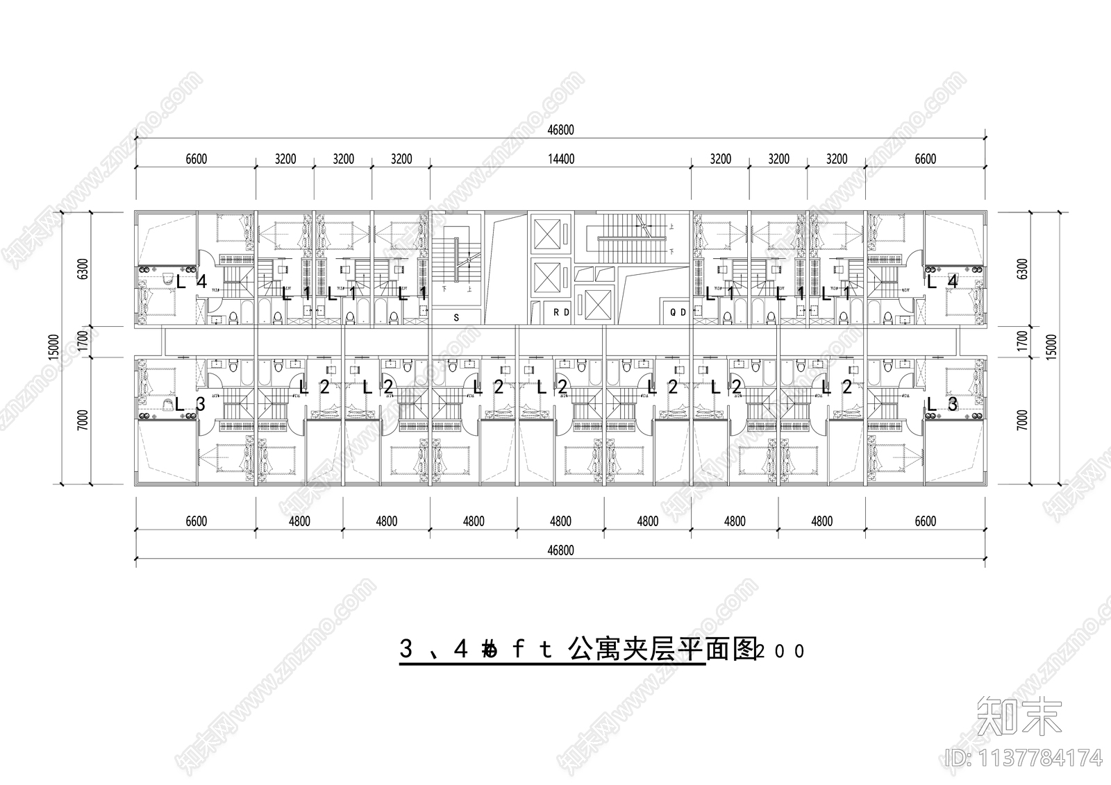 宿舍酒店公寓LOFT户型cad施工图下载【ID:1137784174】