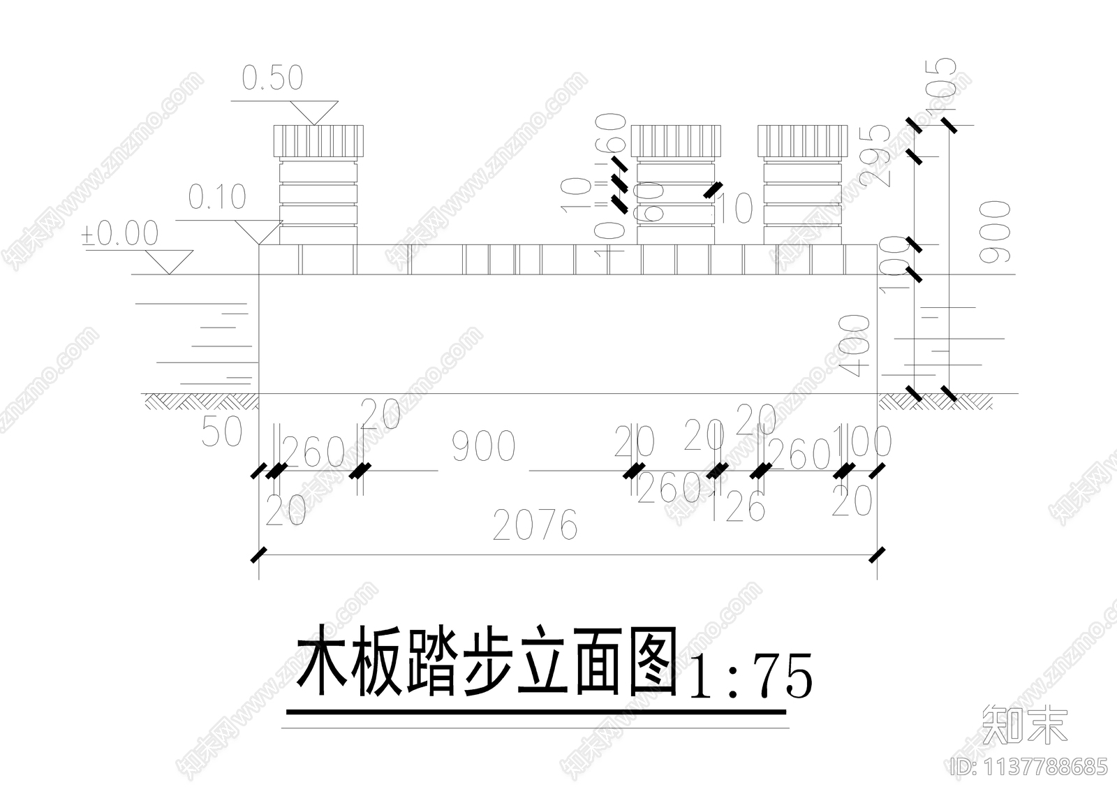 木板踏步详图cad施工图下载【ID:1137788685】