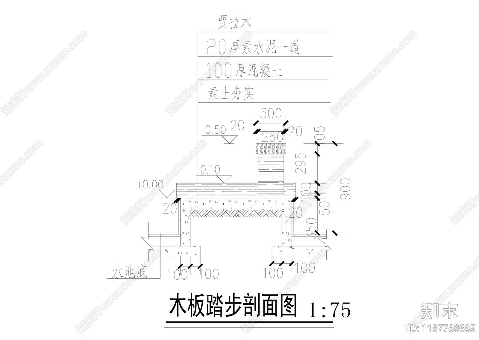 木板踏步详图cad施工图下载【ID:1137788685】