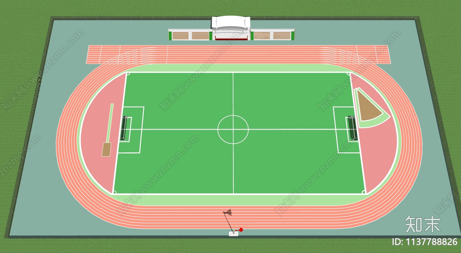 现代学校足球场SU模型下载【ID:1137788826】