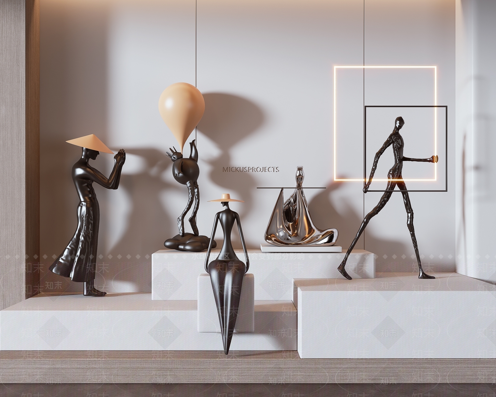 现代人物雕塑摆件3D模型下载【ID:1137790019】