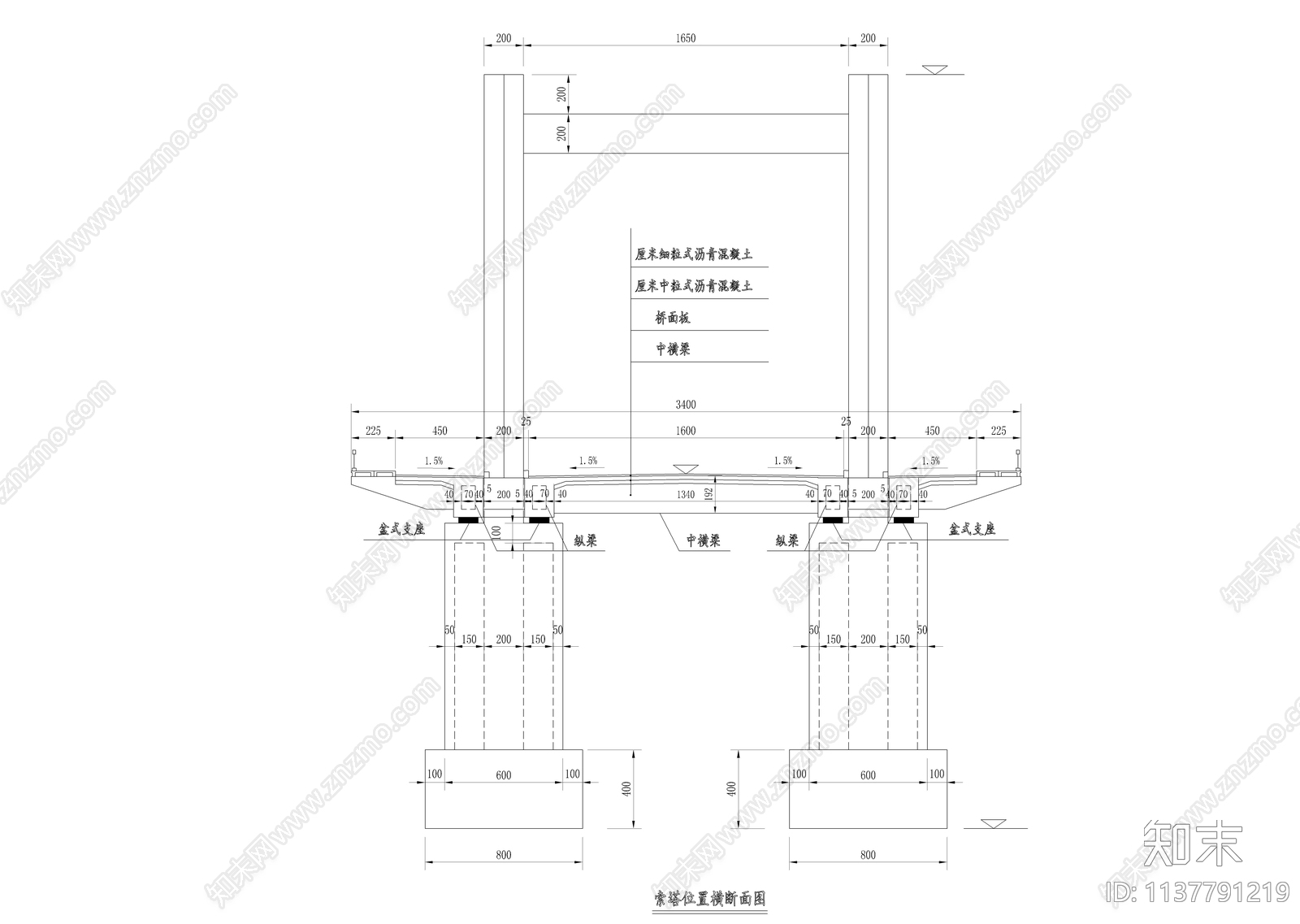 跨江大桥桥梁结构cad施工图下载【ID:1137791219】