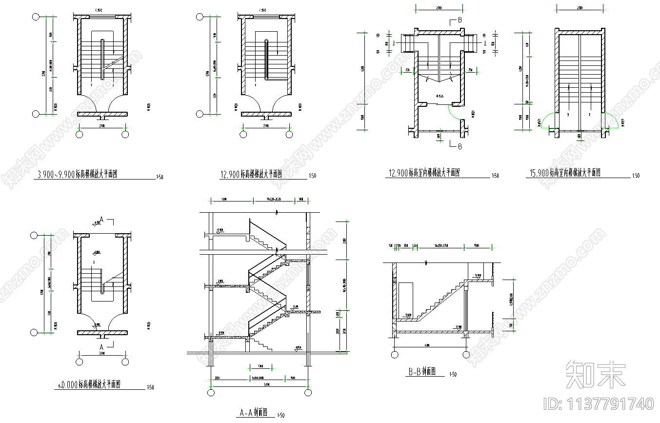 经典住宅建筑cad施工图下载【ID:1137791740】