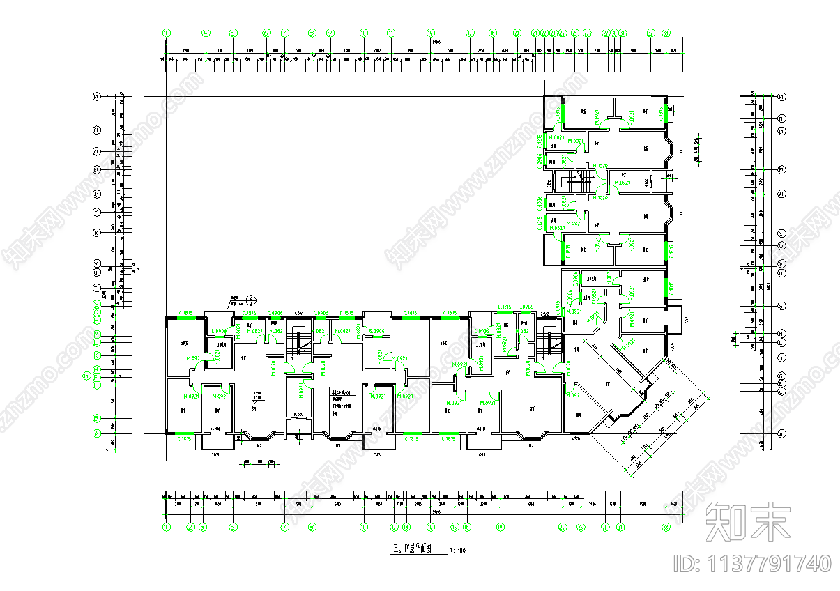 经典住宅建筑cad施工图下载【ID:1137791740】