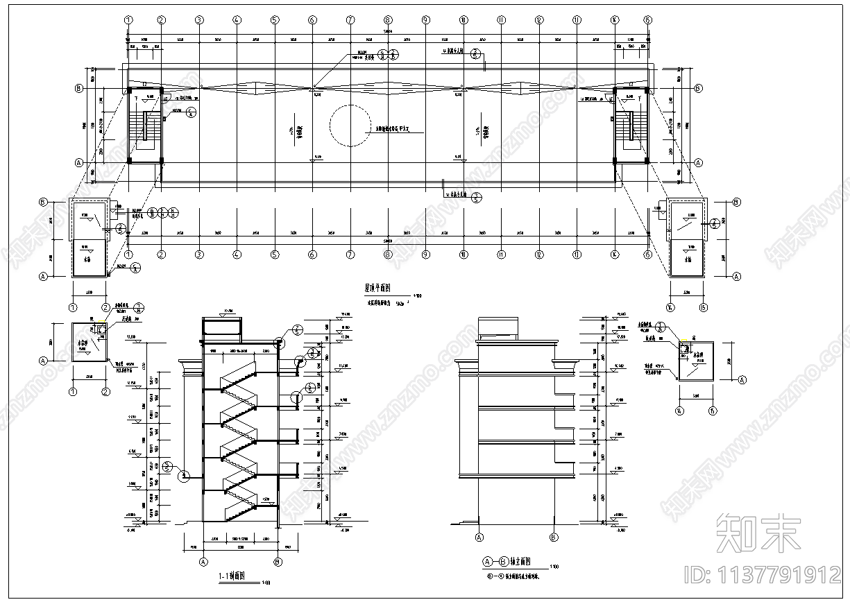 某宿舍建筑cad施工图下载【ID:1137791912】