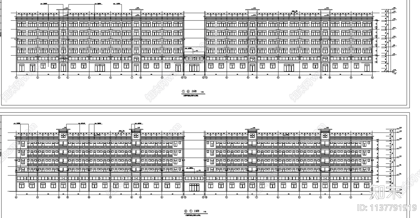 某员工宿舍楼建筑cad施工图下载【ID:1137791919】