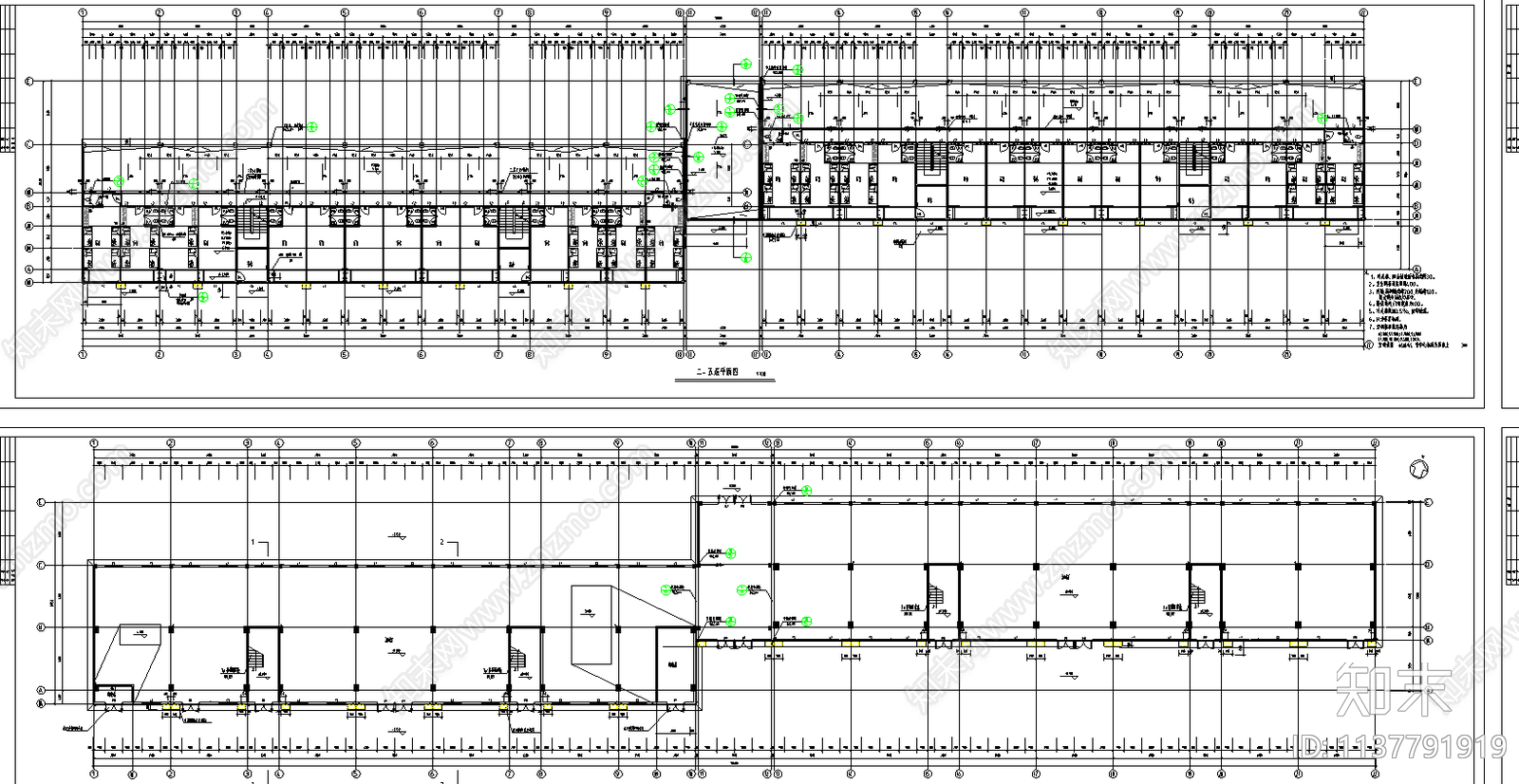 某员工宿舍楼建筑cad施工图下载【ID:1137791919】