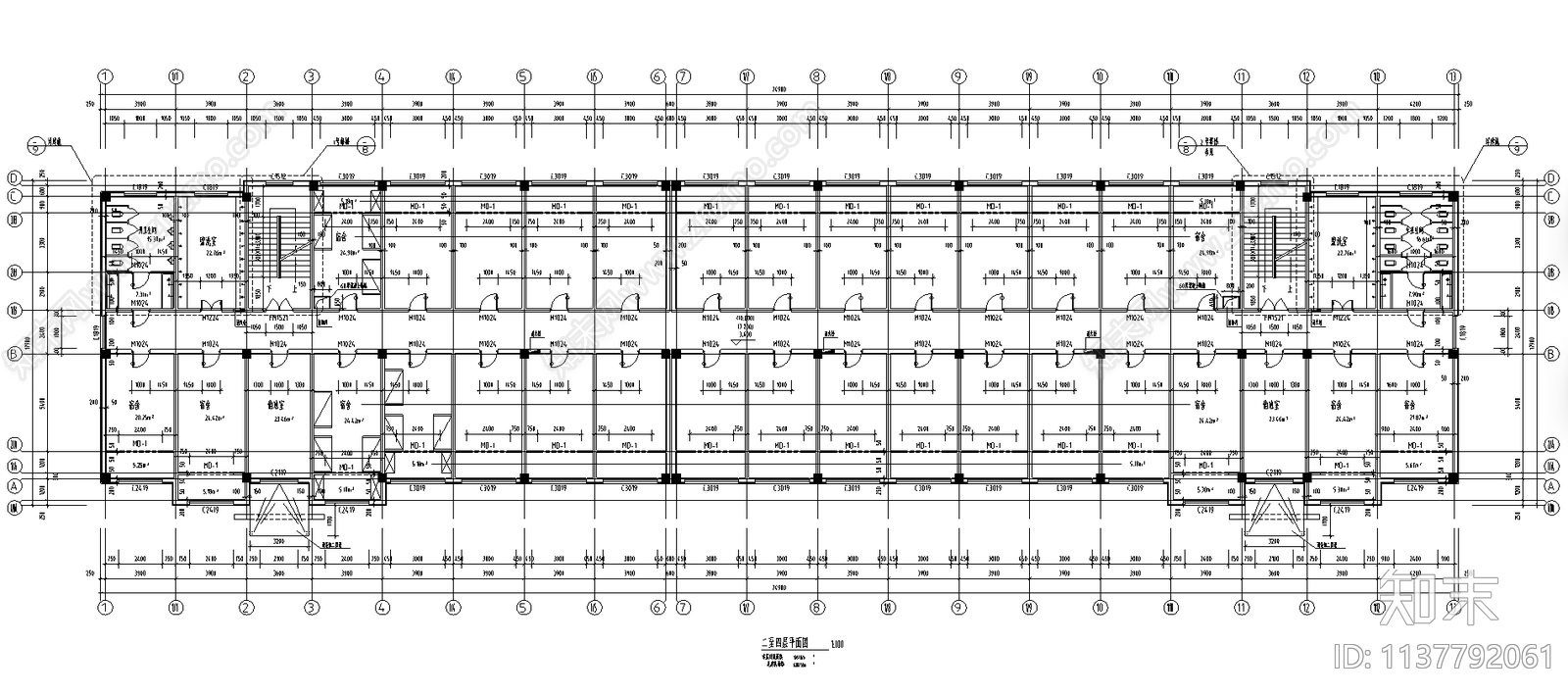 某职工宿舍全套建筑cad施工图下载【ID:1137792061】