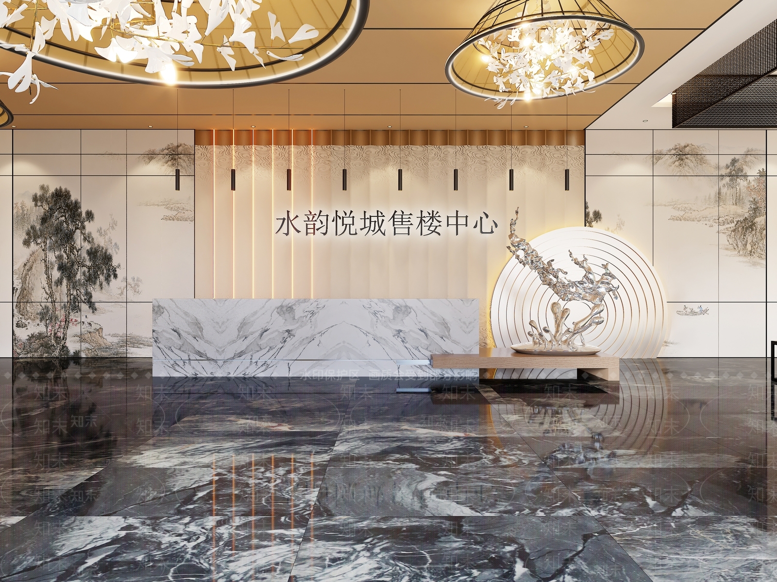新中式售楼处3D模型下载【ID:1137792846】