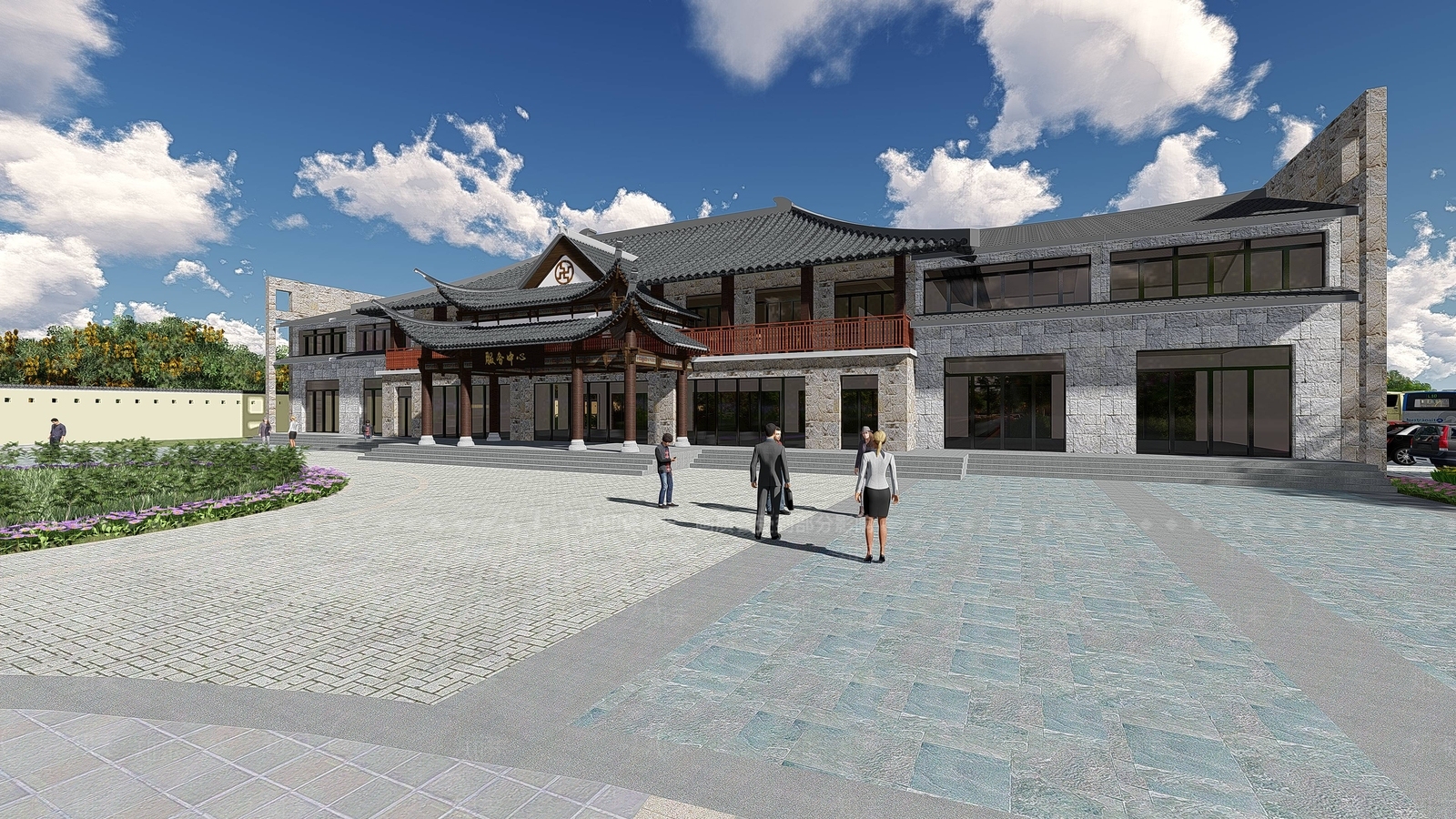 中式游客中心SU模型下载【ID:1137797125】