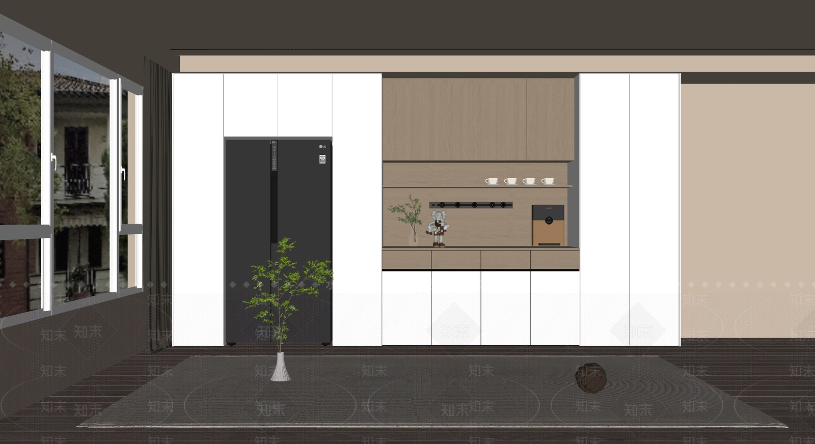现代实木橱柜SU模型下载【ID:1137797613】