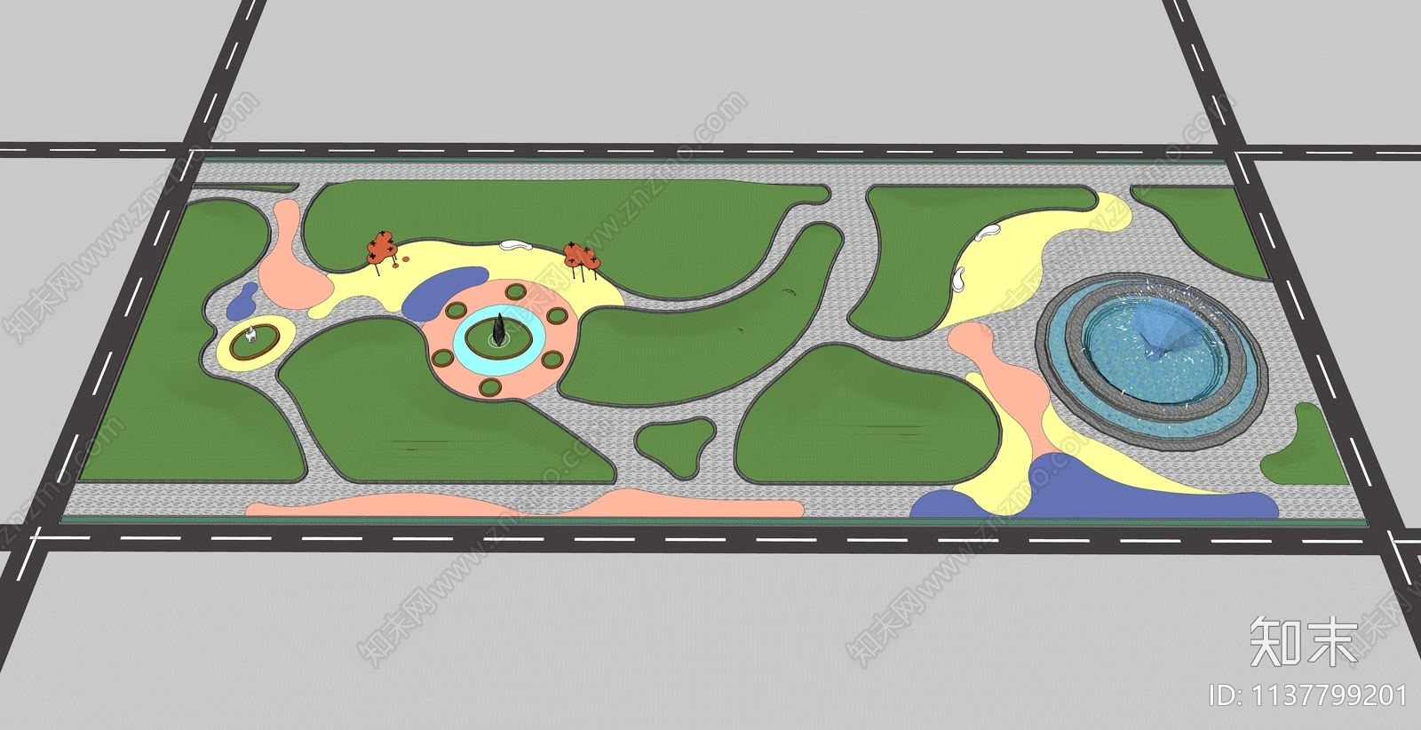 现代景观公园SU模型下载【ID:1137799201】