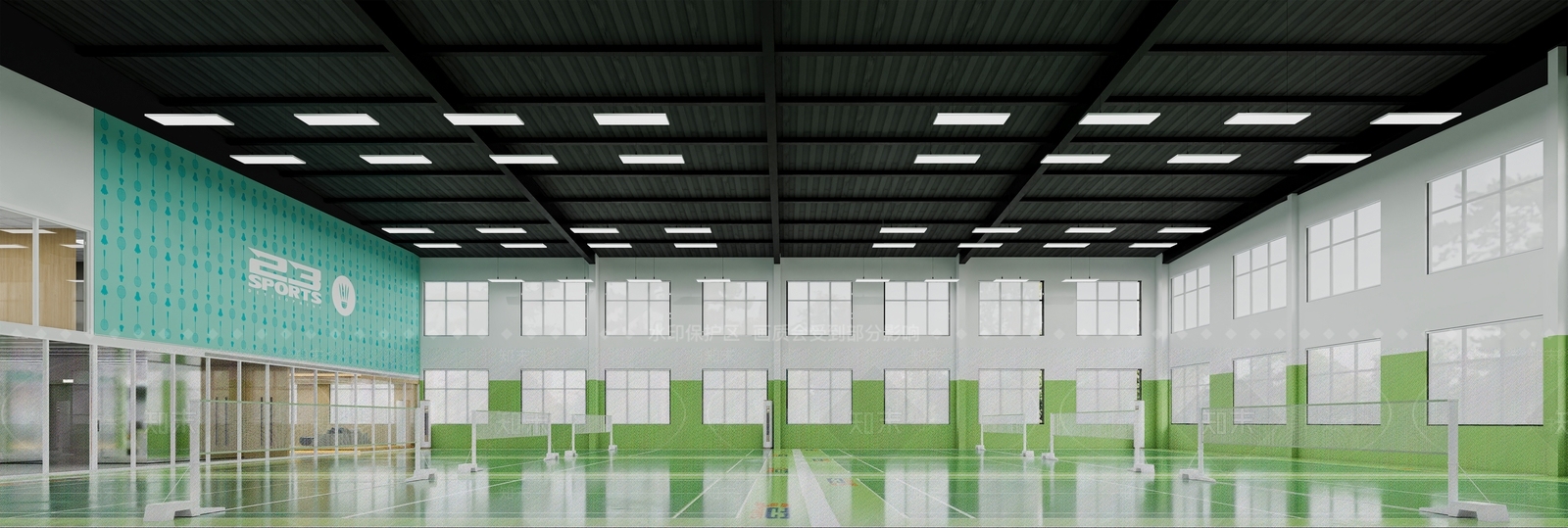 现代羽毛球场3D模型下载【ID:1137799875】