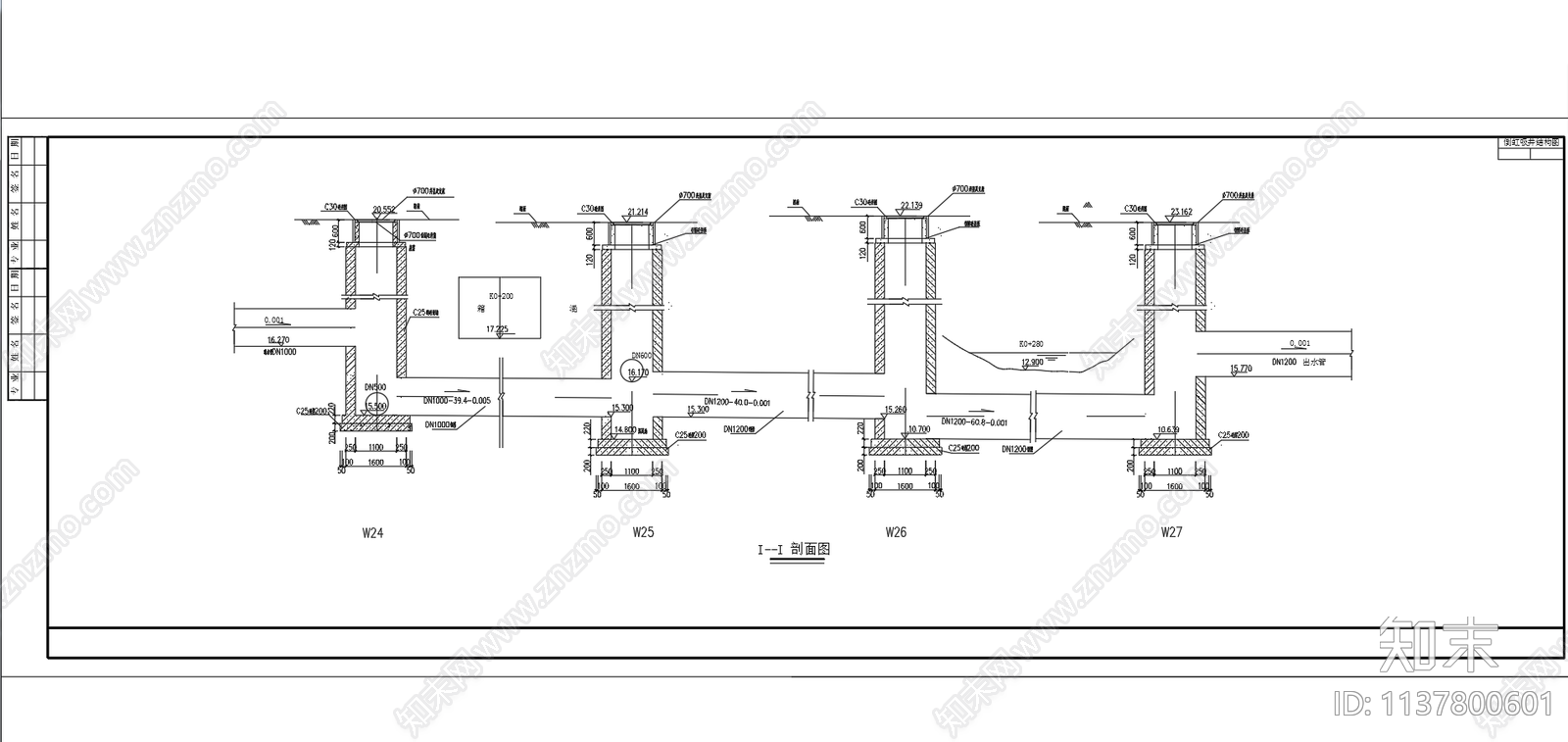 1200污水管倒虹吸检查井结构cad施工图下载【ID:1137800601】