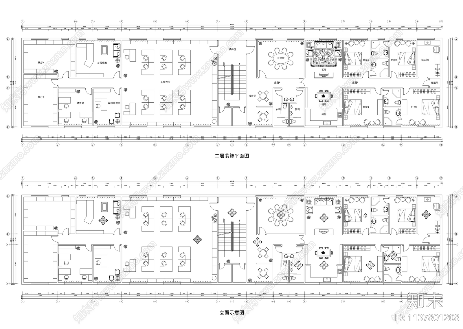 510平全套办公室装修cad施工图下载【ID:1137801208】