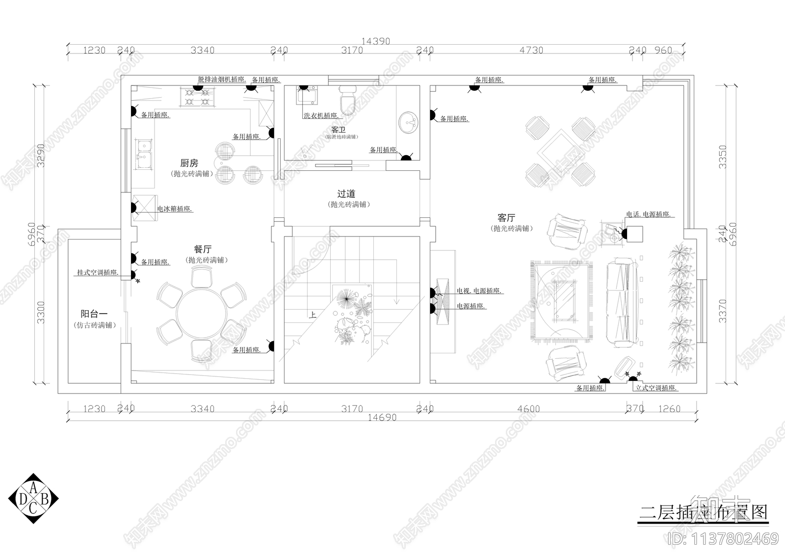 四层联排别墅全套装修cad施工图下载【ID:1137802469】