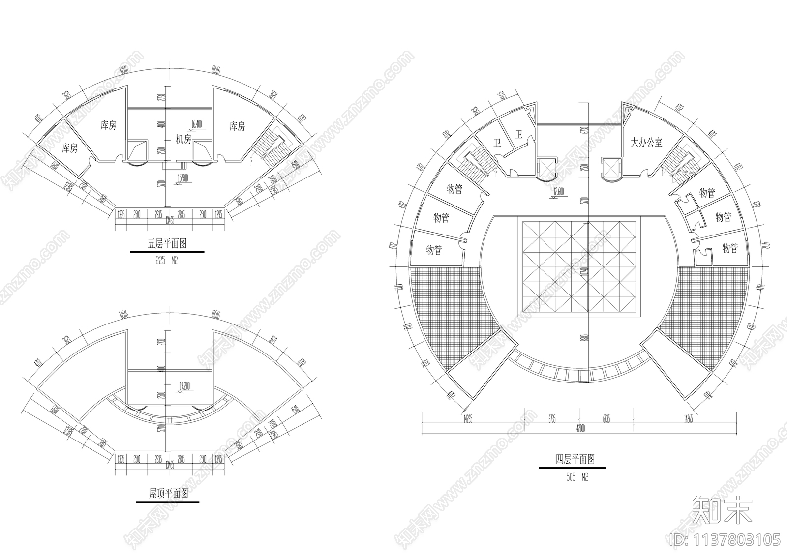 圆形会所建筑cad施工图下载【ID:1137803105】