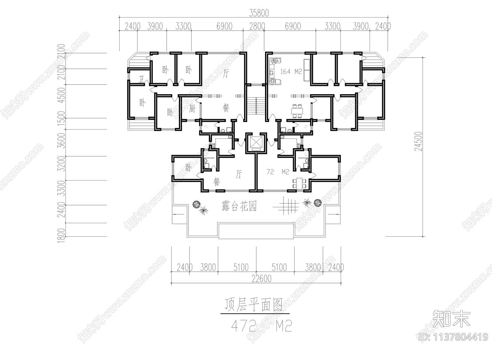 两套多层坡屋顶住宅建筑cad施工图下载【ID:1137804419】