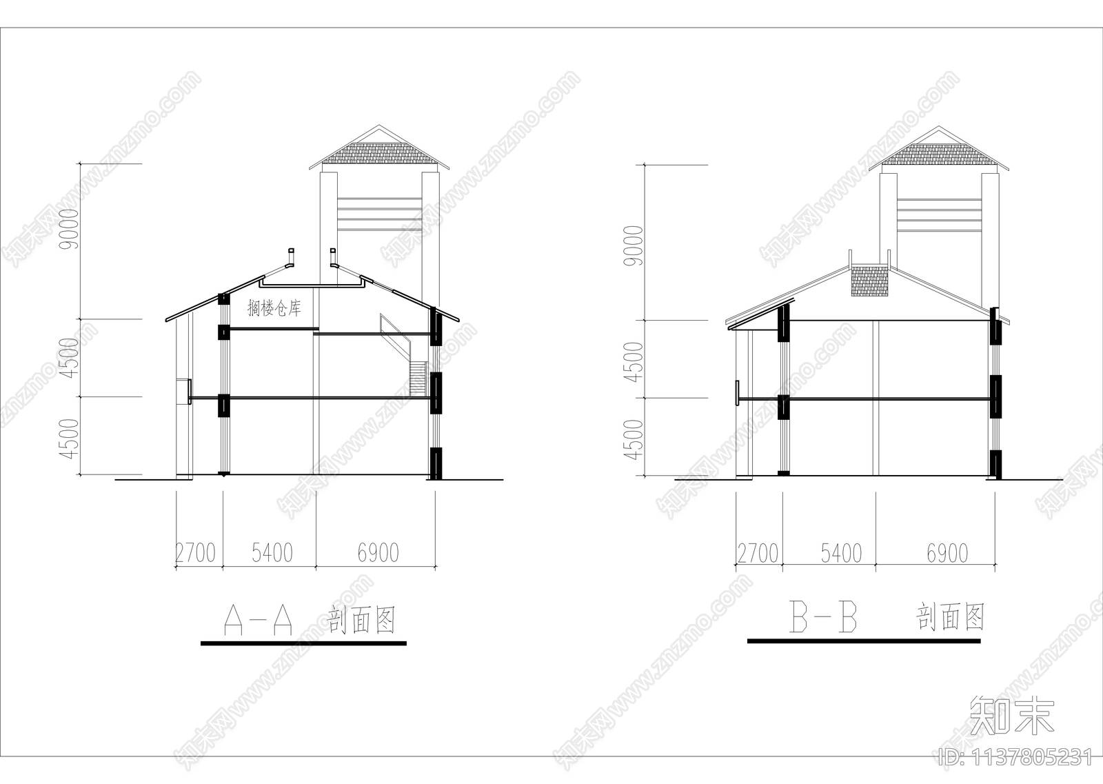 古街商业建筑cad施工图下载【ID:1137805231】