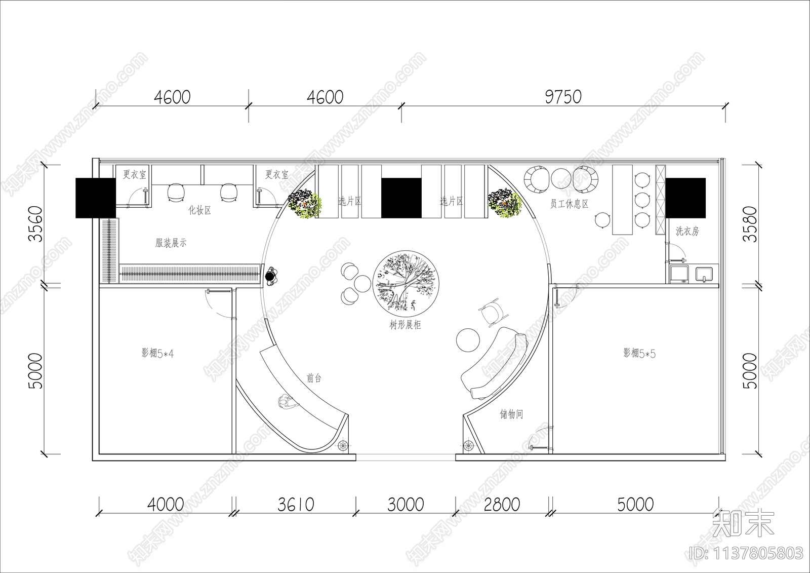 150㎡儿童摄影工作室影楼平面布置图cad施工图下载【ID:1137805803】