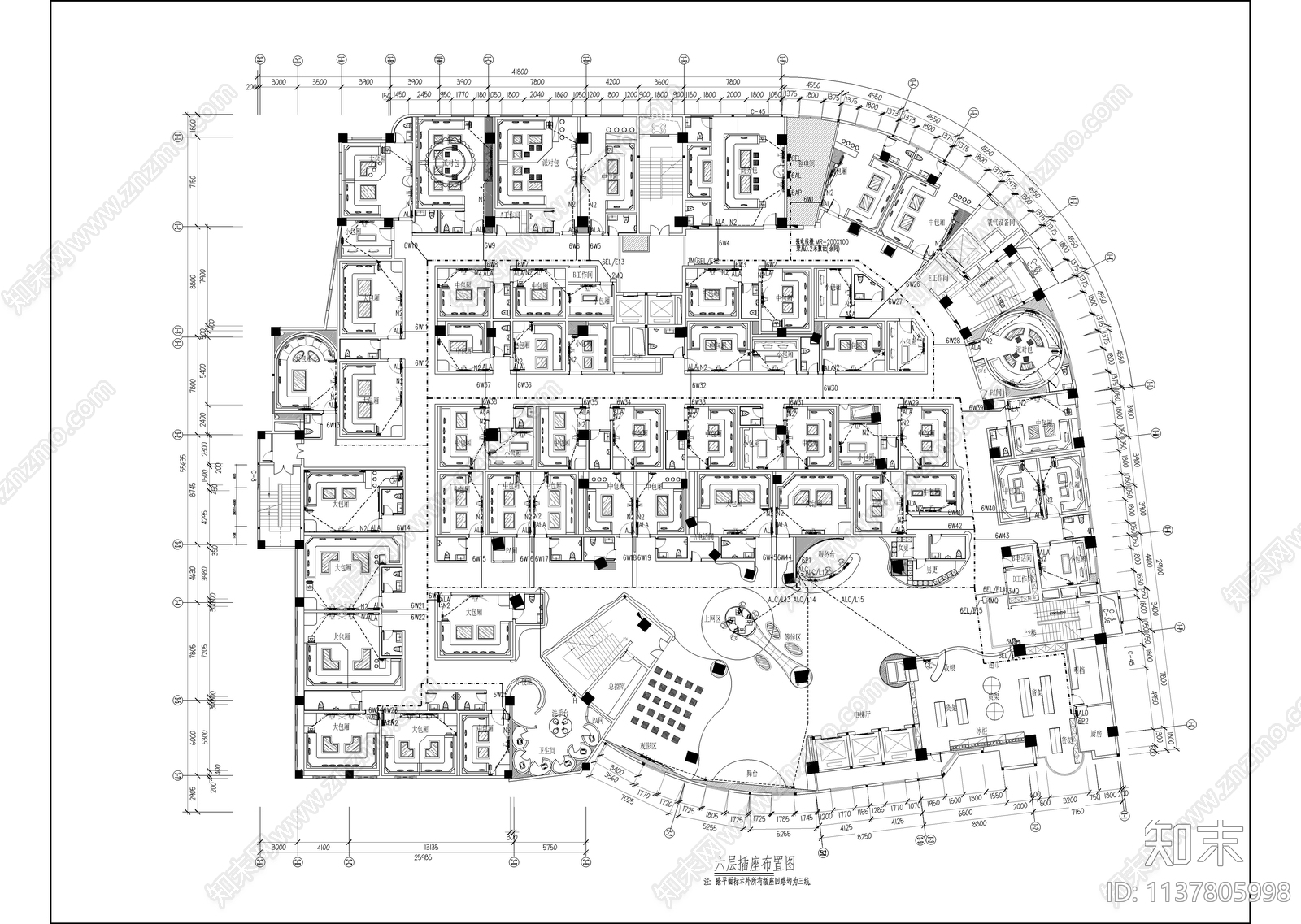 KTV照明强弱电施工图下载【ID:1137805998】