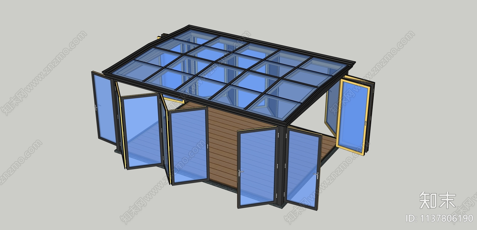 现代人字顶阳光房SU模型下载【ID:1137806190】