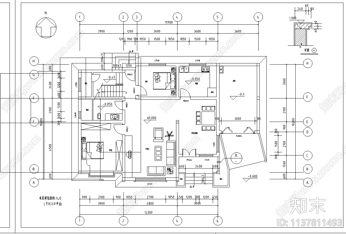 农村民居建筑cad施工图下载【ID:1137811493】