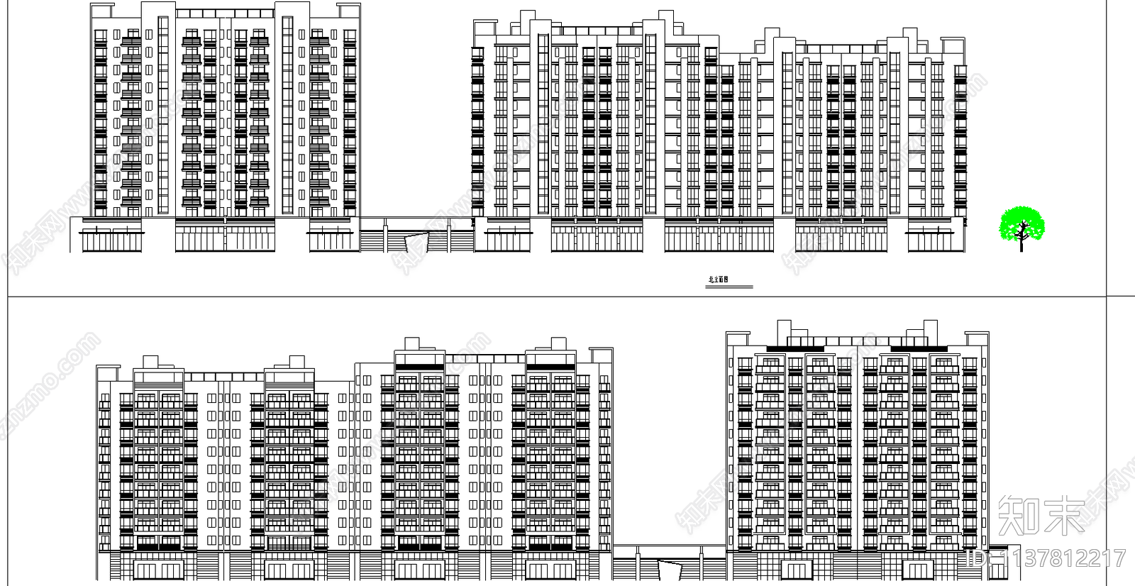 某高层住宅楼建筑cad施工图下载【ID:1137812217】