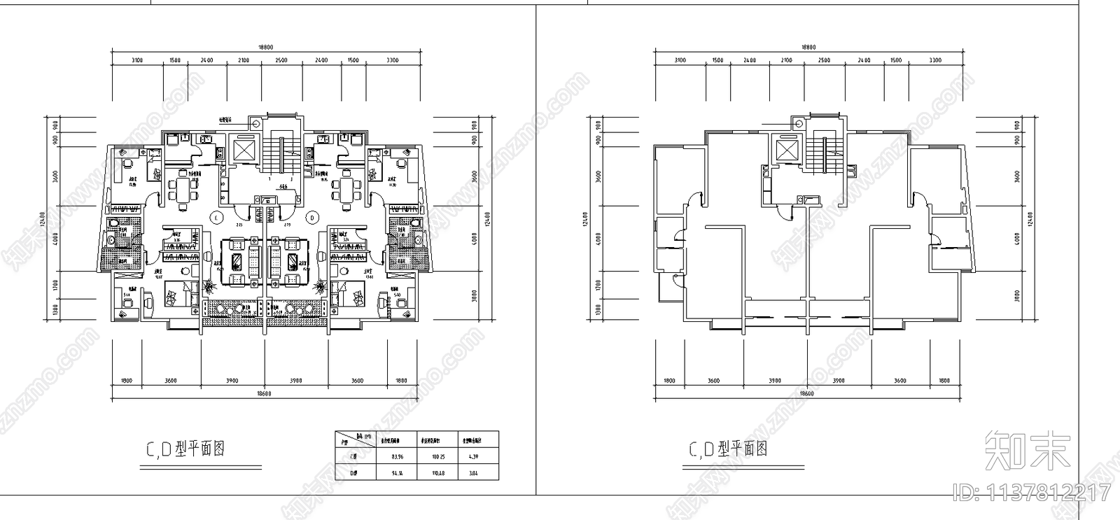 某高层住宅楼建筑cad施工图下载【ID:1137812217】