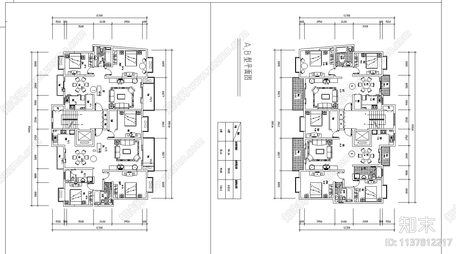 某高层住宅楼建筑cad施工图下载【ID:1137812217】