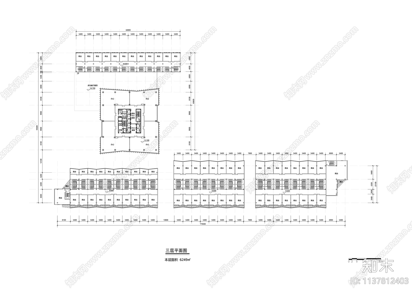 现代办公商业综合体建筑效果图cad施工图下载【ID:1137812403】