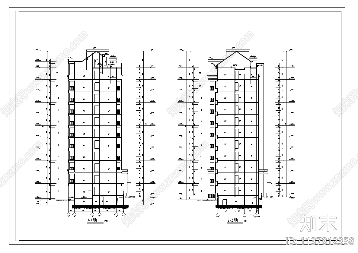 上海某小高层住宅建筑cad施工图下载【ID:1137812358】