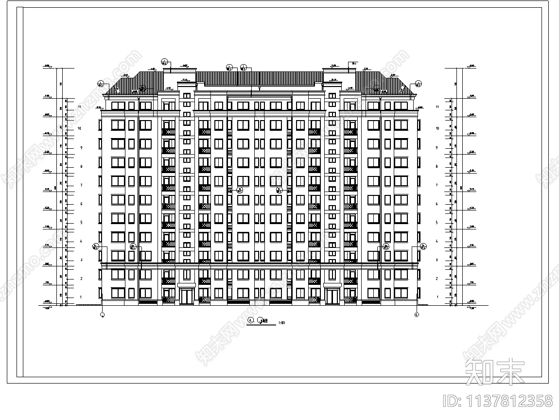 上海某小高层住宅建筑cad施工图下载【ID:1137812358】